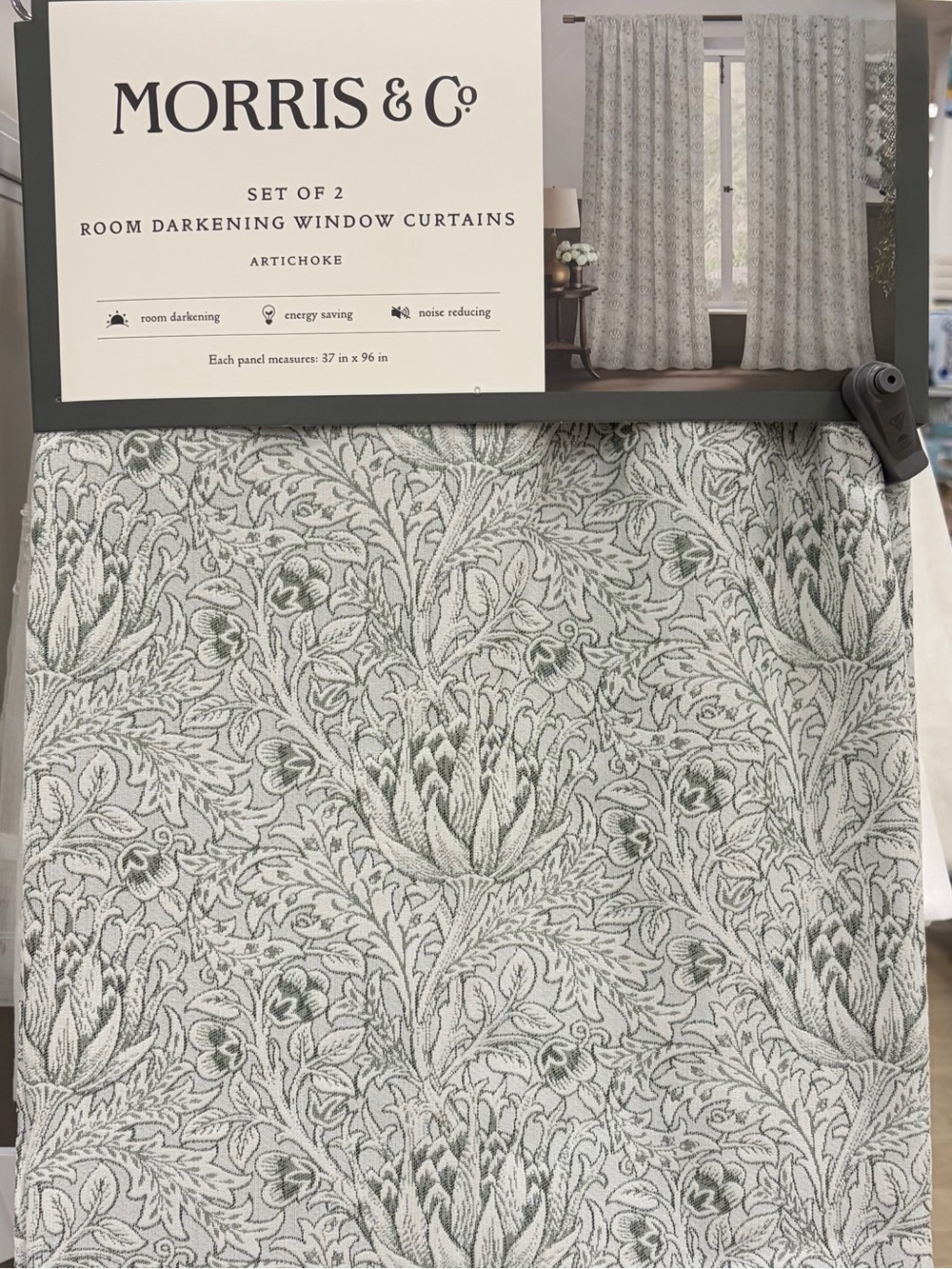 NWT Morris & Co. Artichoke Window Curtain Panel Set of 4 37x96